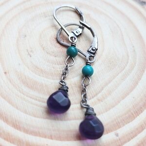 Turquoise and Amethyst Earrings